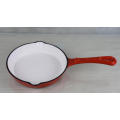 Ferro Fundido Vermelho Esmalte Rodada Fry Pan 8-Inch